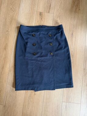 Banana Republic Navy Double-Breasted Pencil Skirt
